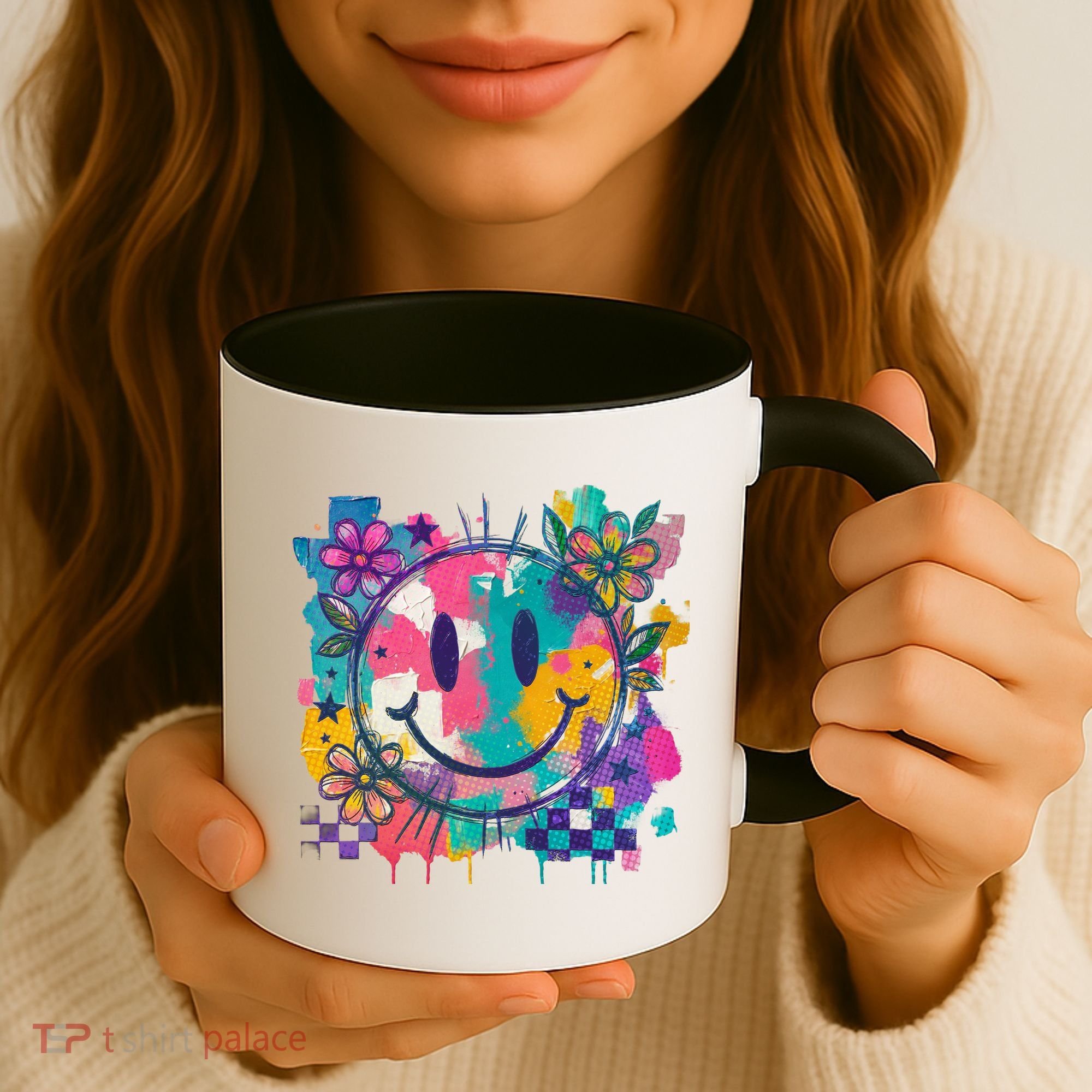 Retro Painted Smiley Emoji Coffee Mug
