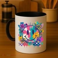 Retro Painted Smiley Emoji Coffee Mug thumb 4