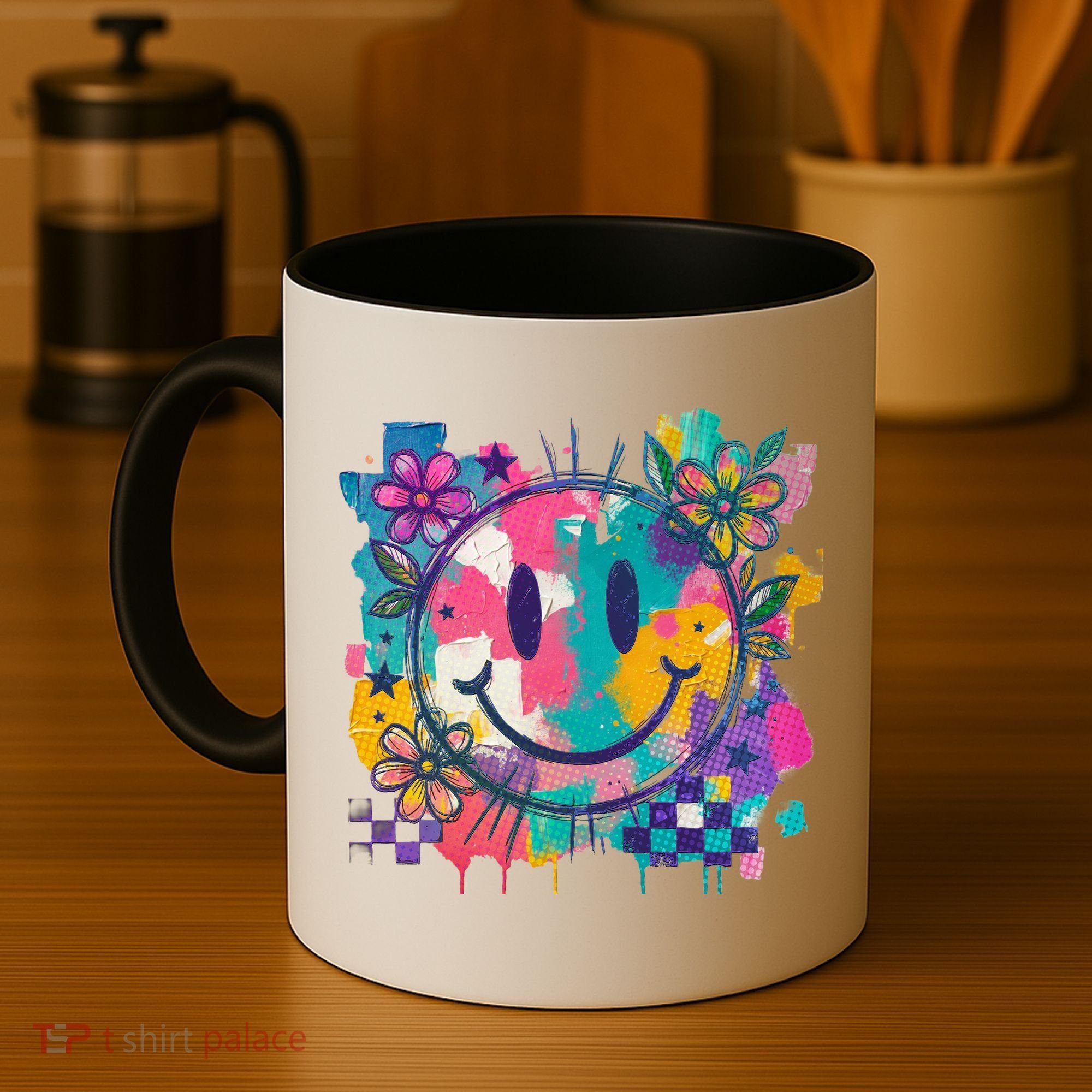 Retro Painted Smiley Emoji Coffee Mug