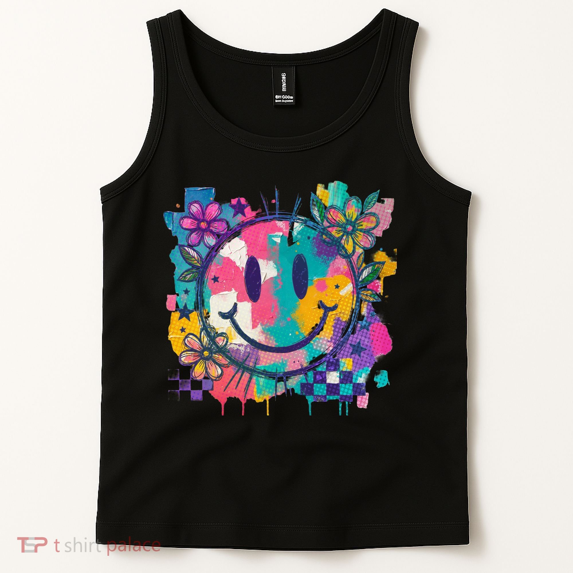 Retro Painted Smiley Emoji Tank Top
