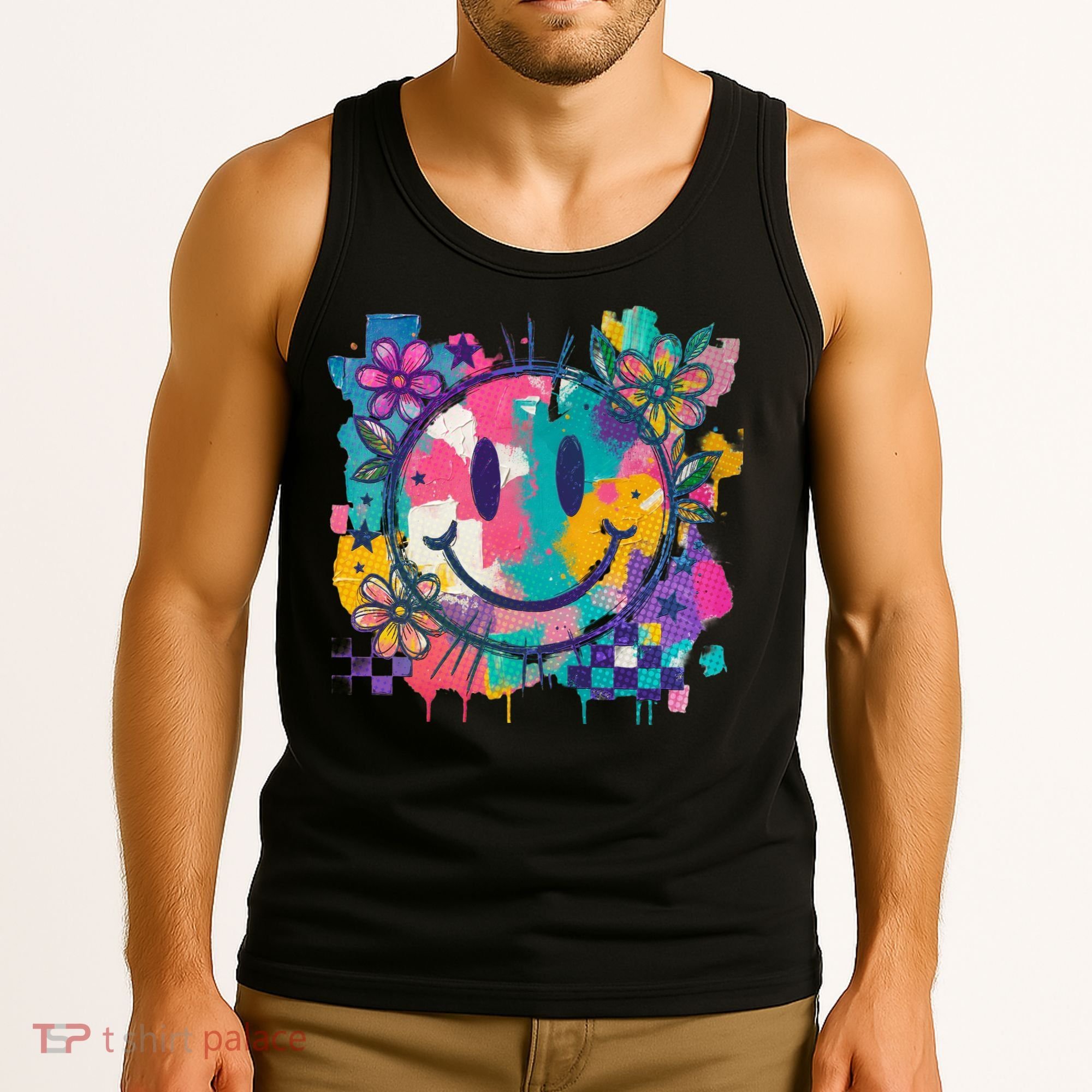 Retro Painted Smiley Emoji Tank Top