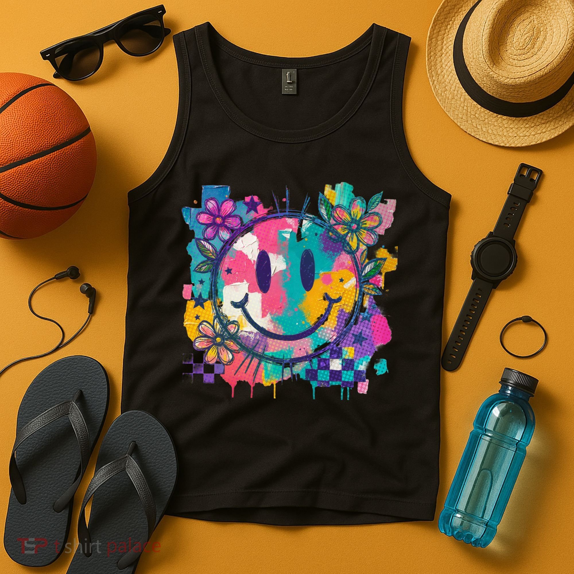 Retro Painted Smiley Emoji Tank Top