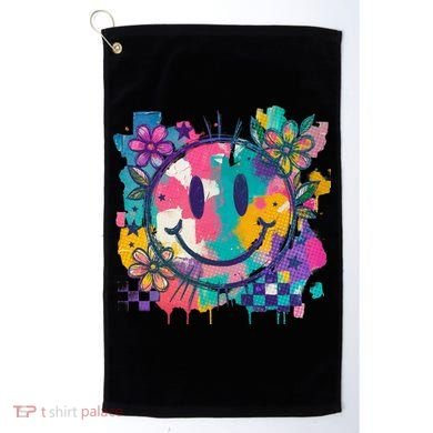 Retro Painted Smiley Emoji Golf Towel