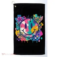 Retro Painted Smiley Emoji Golf Towel thumb 0