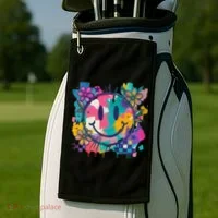 Retro Painted Smiley Emoji Golf Towel thumb 2