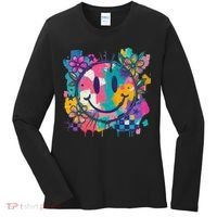 Retro Painted Smiley Emoji Women's Long Sleeve Shirt thumb 0