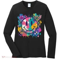 Retro Painted Smiley Emoji Women's Long Sleeve Shirt thumb 0