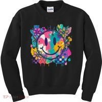 Retro Painted Smiley Emoji Kids Sweatshirt thumb 0