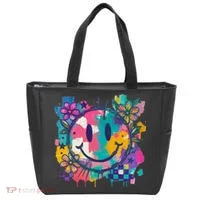 Retro Painted Smiley Emoji Tote Bag thumb 0