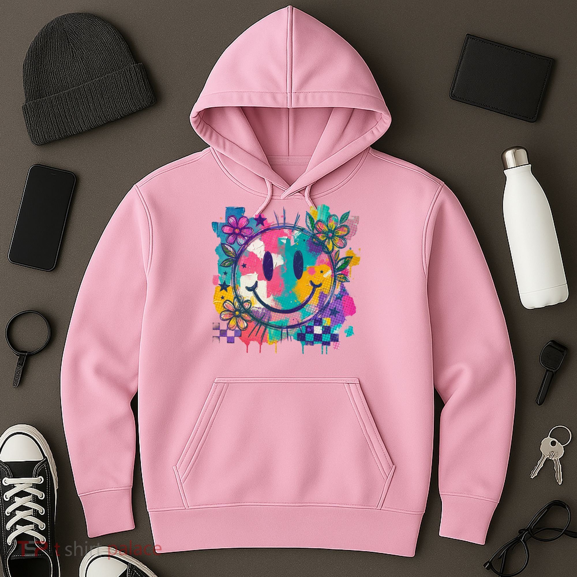 Retro Painted Smiley Emoji Hoodie