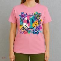 Retro Painted Smiley Emoji T-Shirt thumb 4