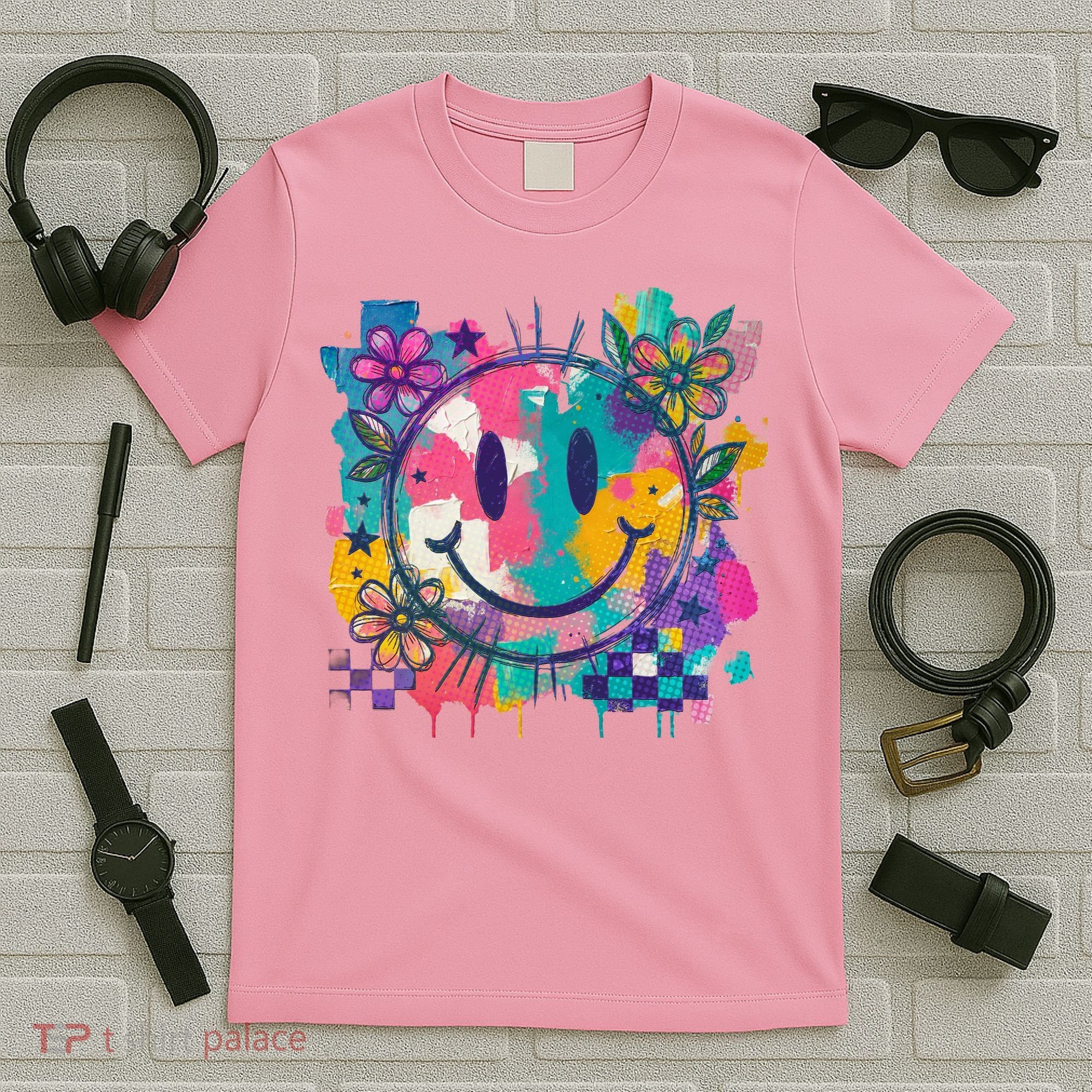 Retro Painted Smiley Emoji T-Shirt