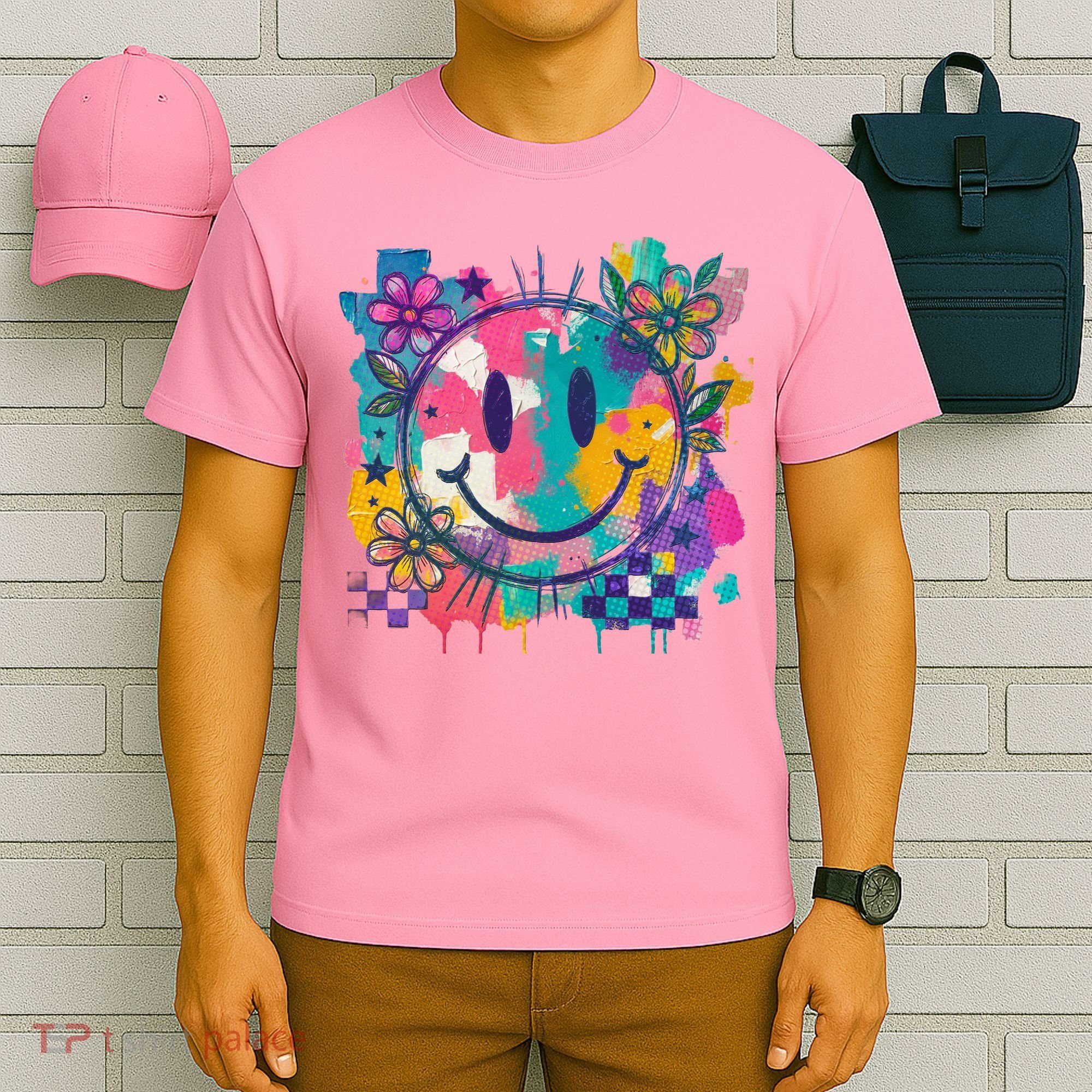 Retro Painted Smiley Emoji T-Shirt