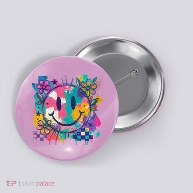 Retro Painted Smiley Emoji Button