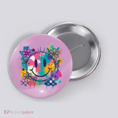 Retro Painted Smiley Emoji Button