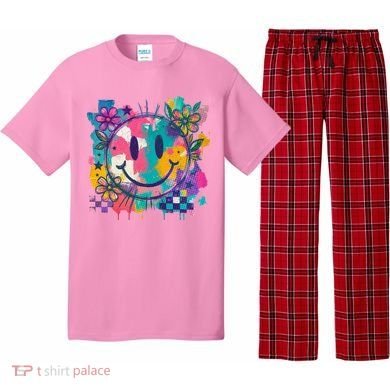 Retro Painted Smiley Emoji Pajama Set