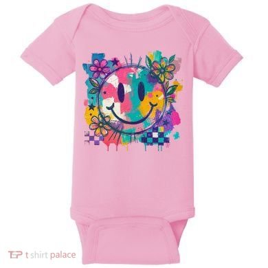 Retro Painted Smiley Emoji Baby Bodysuit