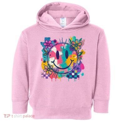 Retro Painted Smiley Emoji Toddler Hoodie