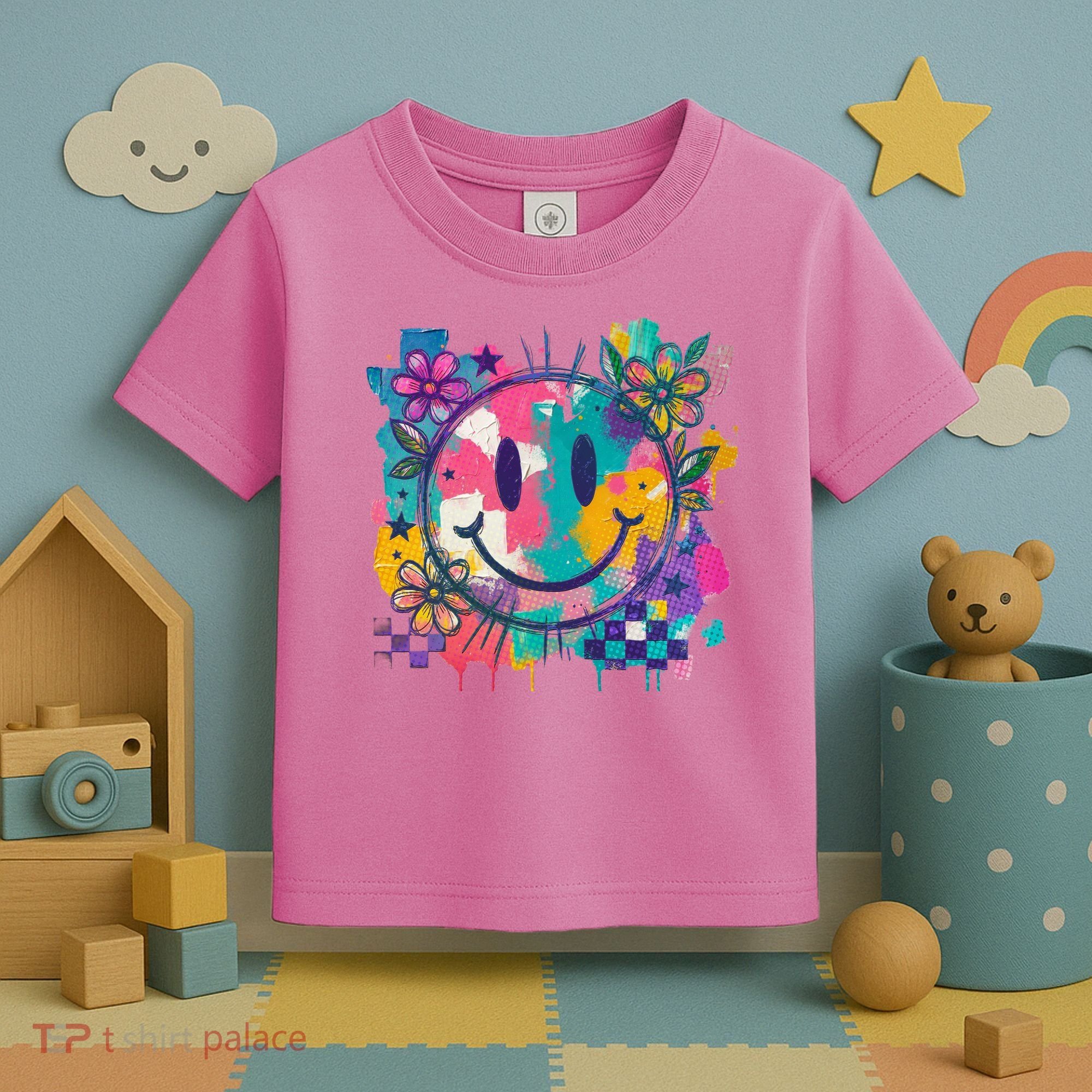 Retro Painted Smiley Emoji Toddler T-Shirt