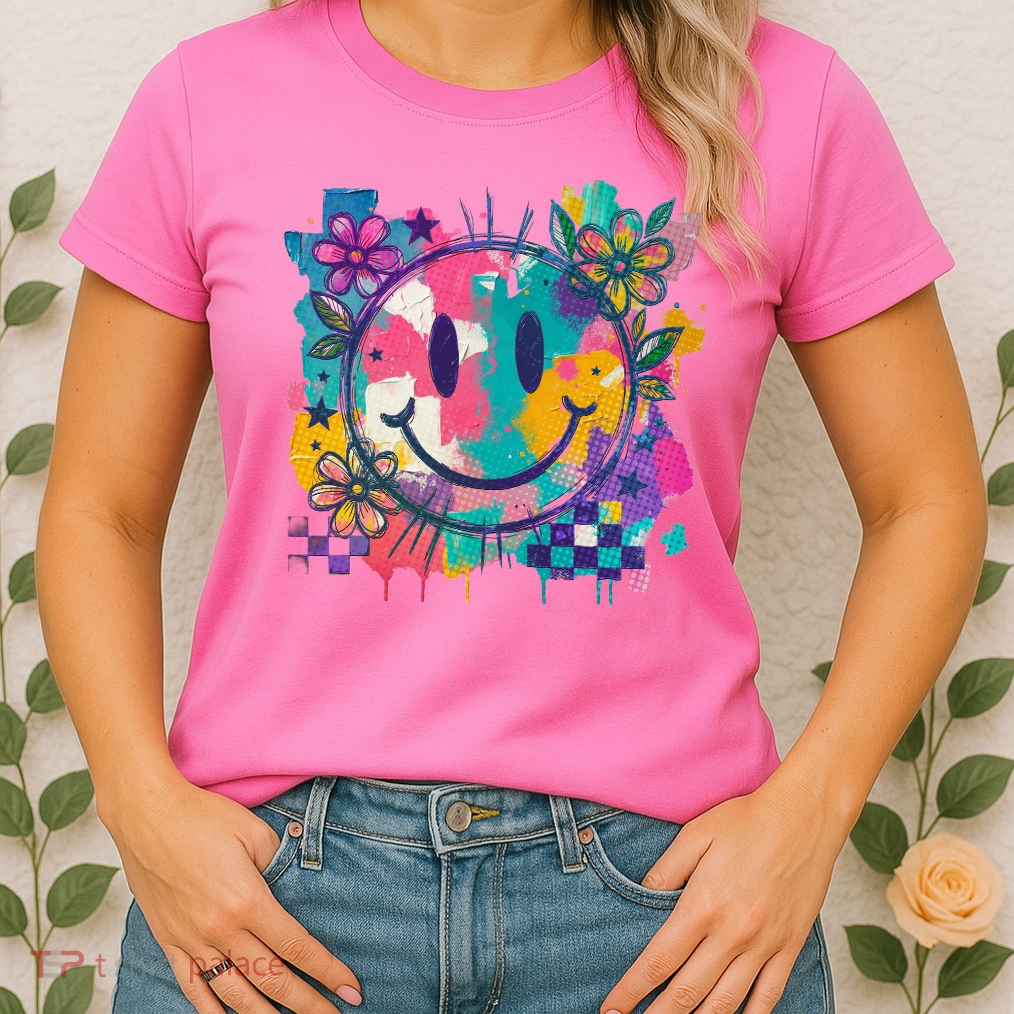 Retro Painted Smiley Emoji Women's T-Shirt