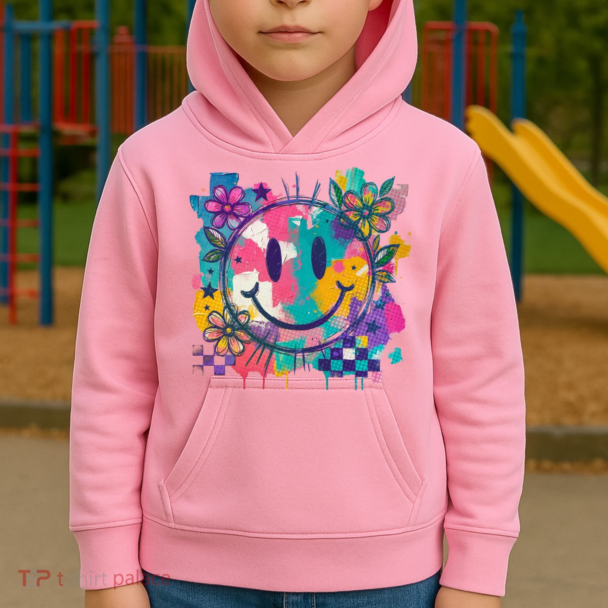 Retro Painted Smiley Emoji Kids Hoodie
