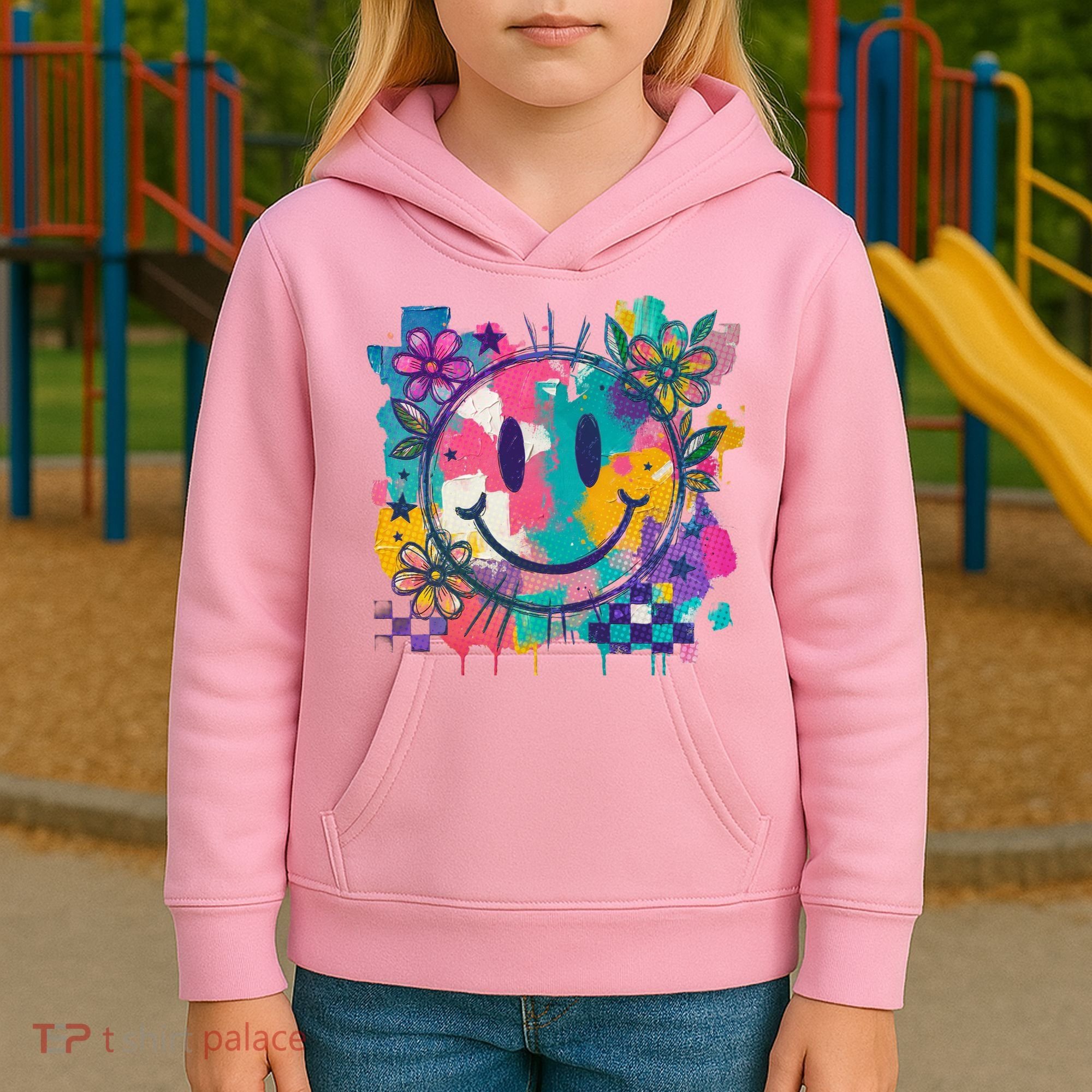 Retro Painted Smiley Emoji Kids Hoodie