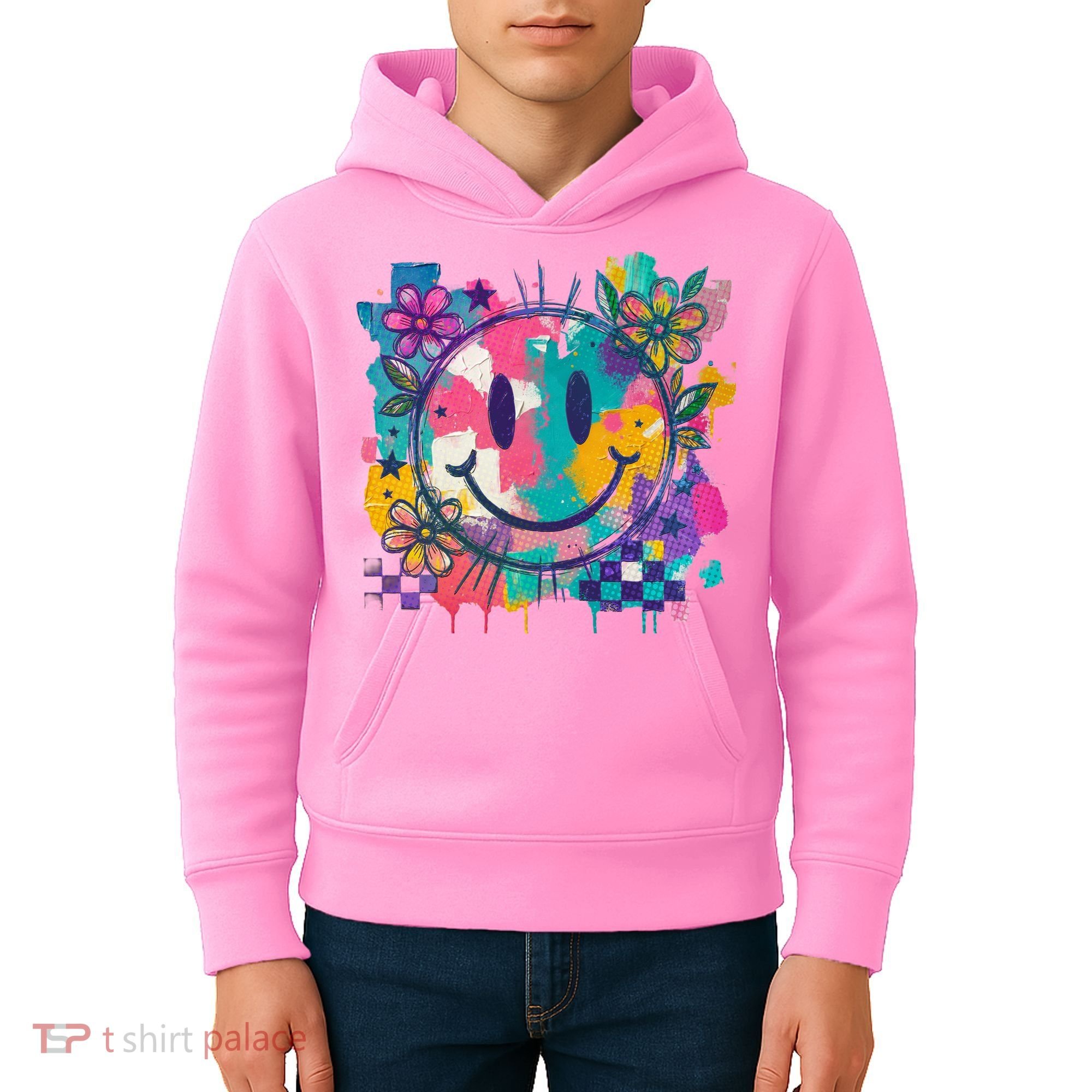 Retro Painted Smiley Emoji Kids Hoodie