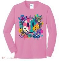 Retro Painted Smiley Emoji Kids Long Sleeve Shirt thumb 0