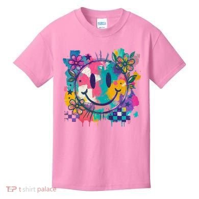 Retro Painted Smiley Emoji Kids T-Shirt