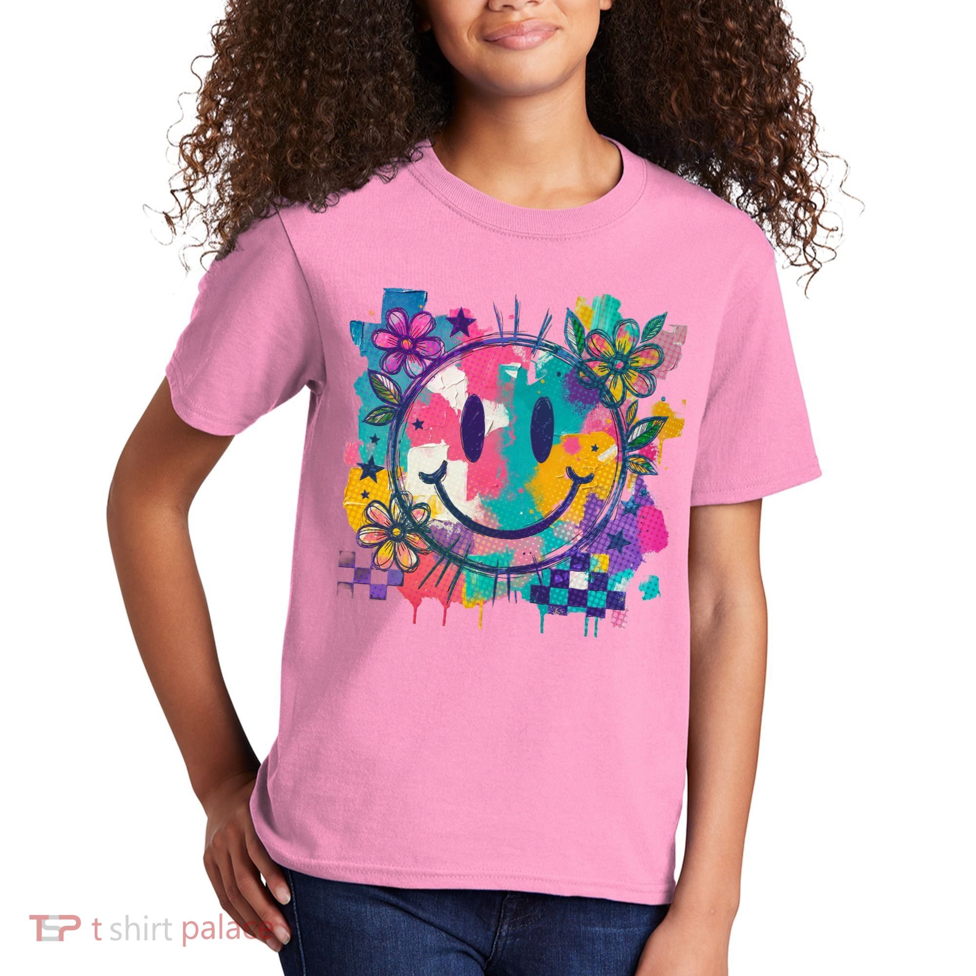 Retro Painted Smiley Emoji Kids T-Shirt