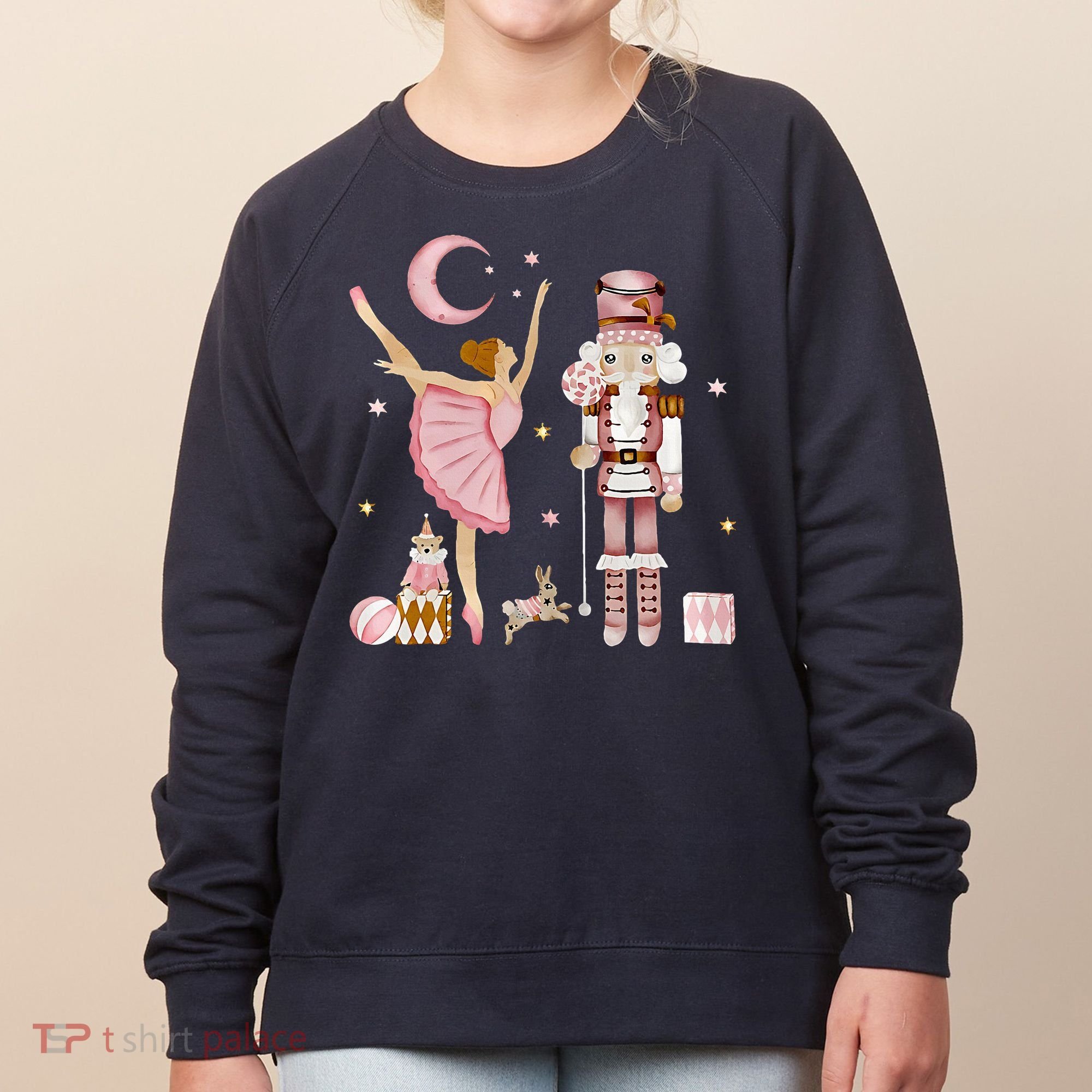 Retro Pink Sugar Plum Fairy Nutcracker Christmas Women's Sweatshirt