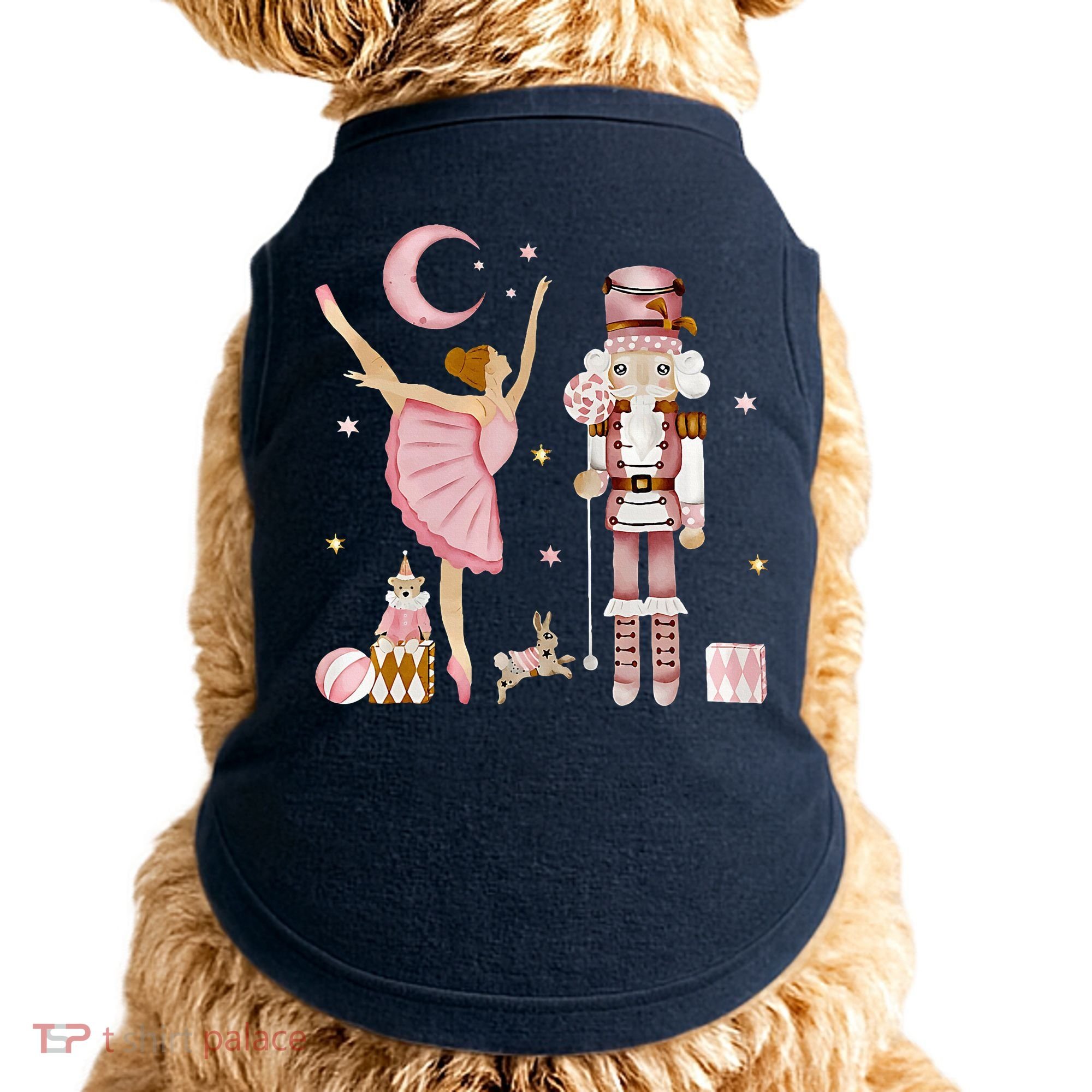 Retro Pink Sugar Plum Fairy Nutcracker Christmas Doggie Tank