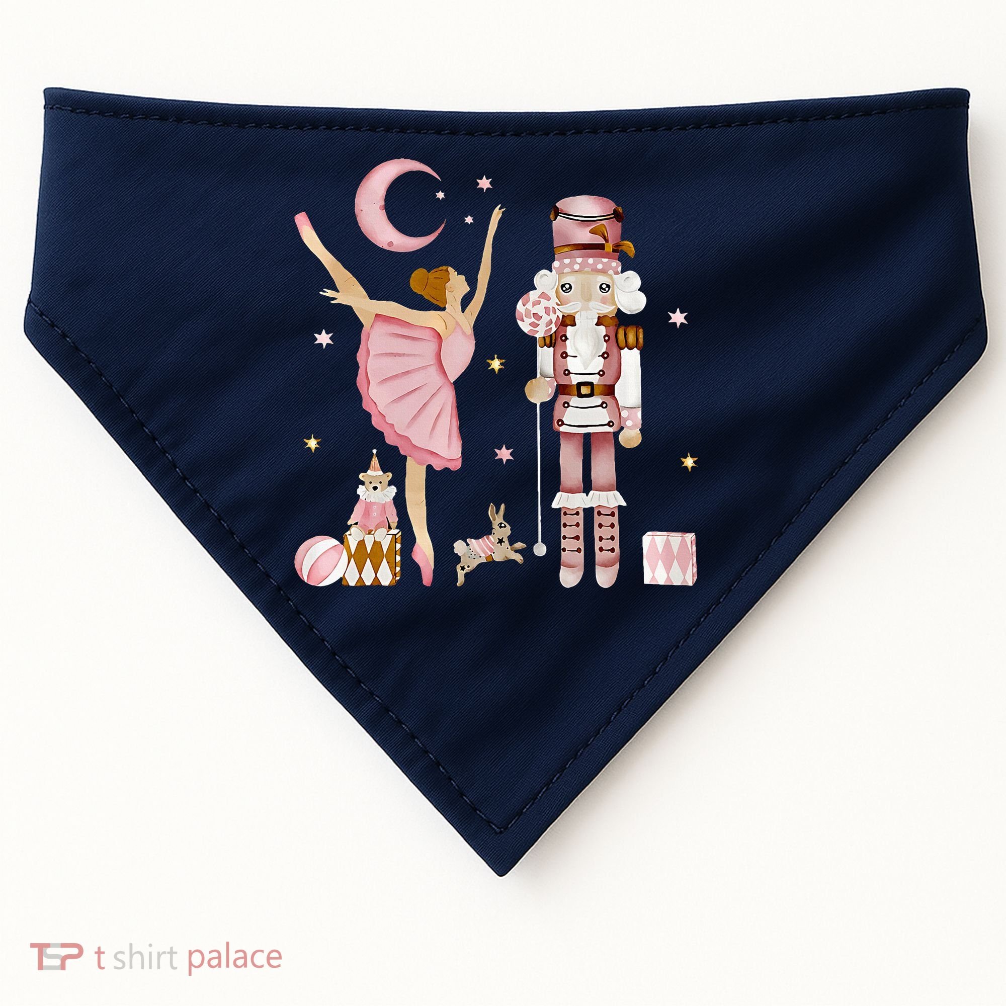 Retro Pink Sugar Plum Fairy Nutcracker Christmas USA-Made Doggie Bandana
