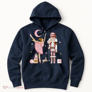 Retro Pink Sugar Plum Fairy Nutcracker Christmas Hoodie