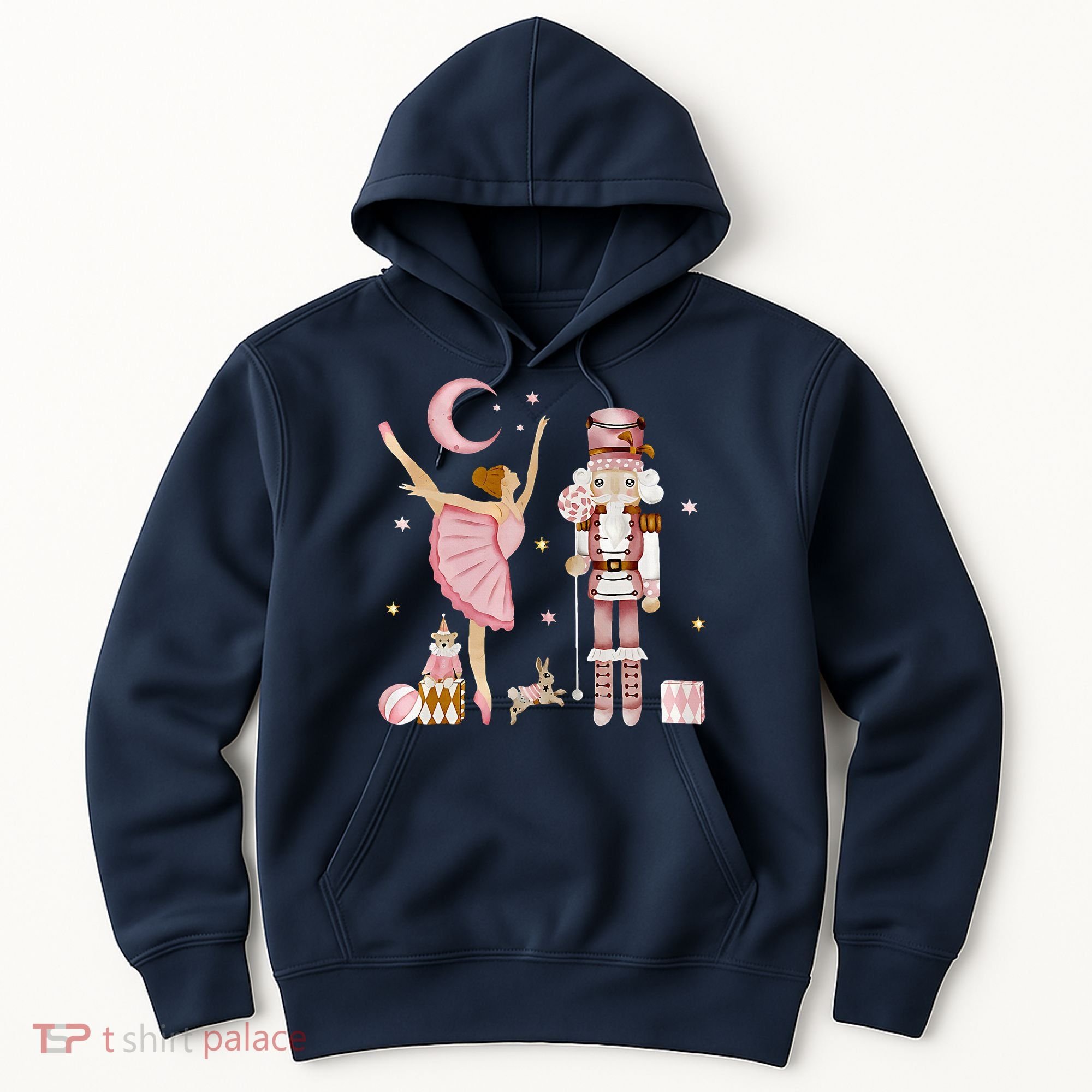 Retro Pink Sugar Plum Fairy Nutcracker Christmas Hoodie