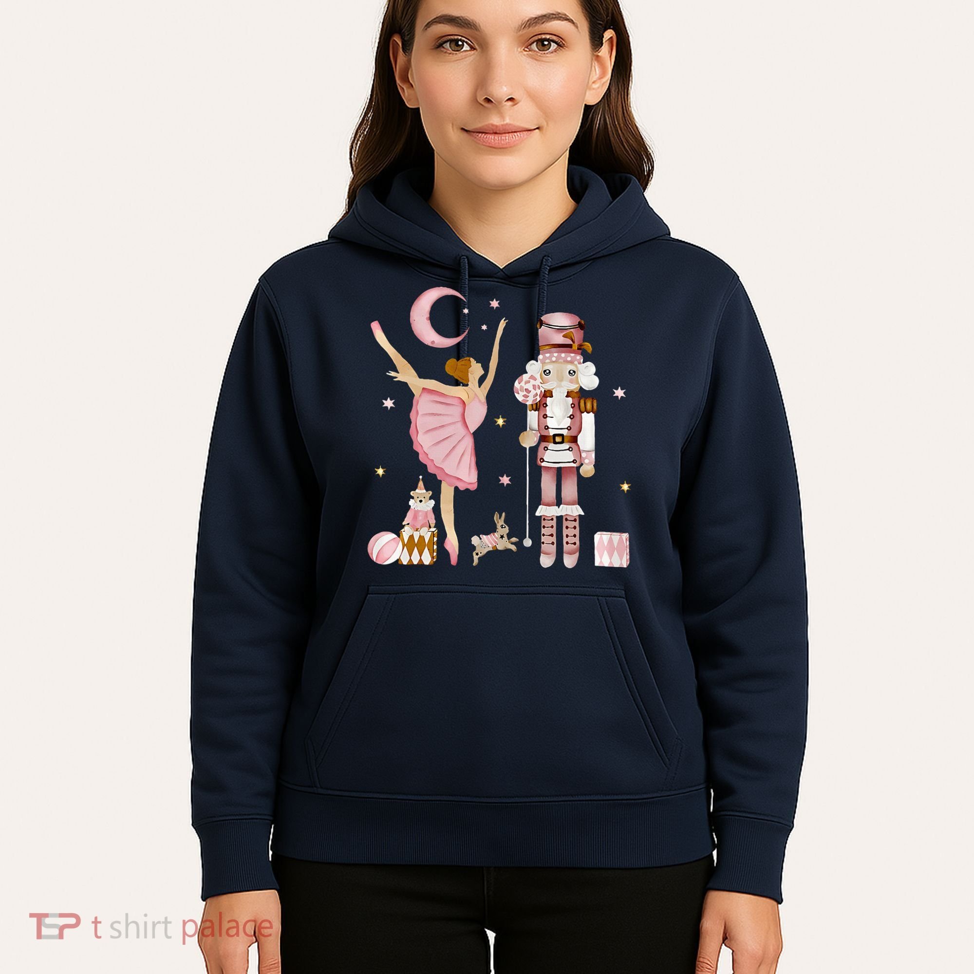 Retro Pink Sugar Plum Fairy Nutcracker Christmas Hoodie