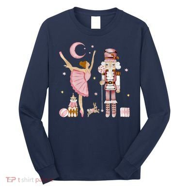 Retro Pink Sugar Plum Fairy Nutcracker Christmas Long Sleeve Shirt