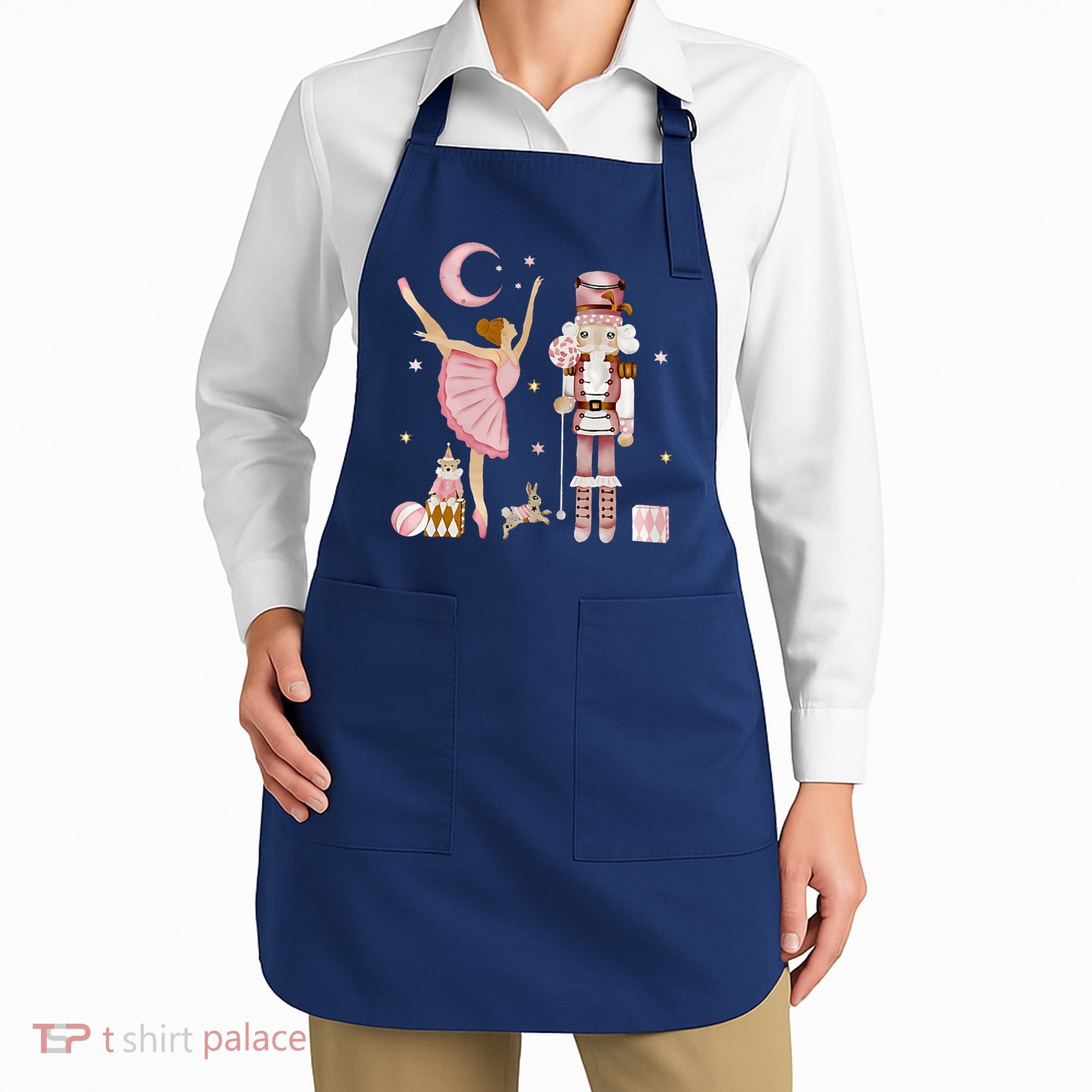 Retro Pink Sugar Plum Fairy Nutcracker Christmas Apron