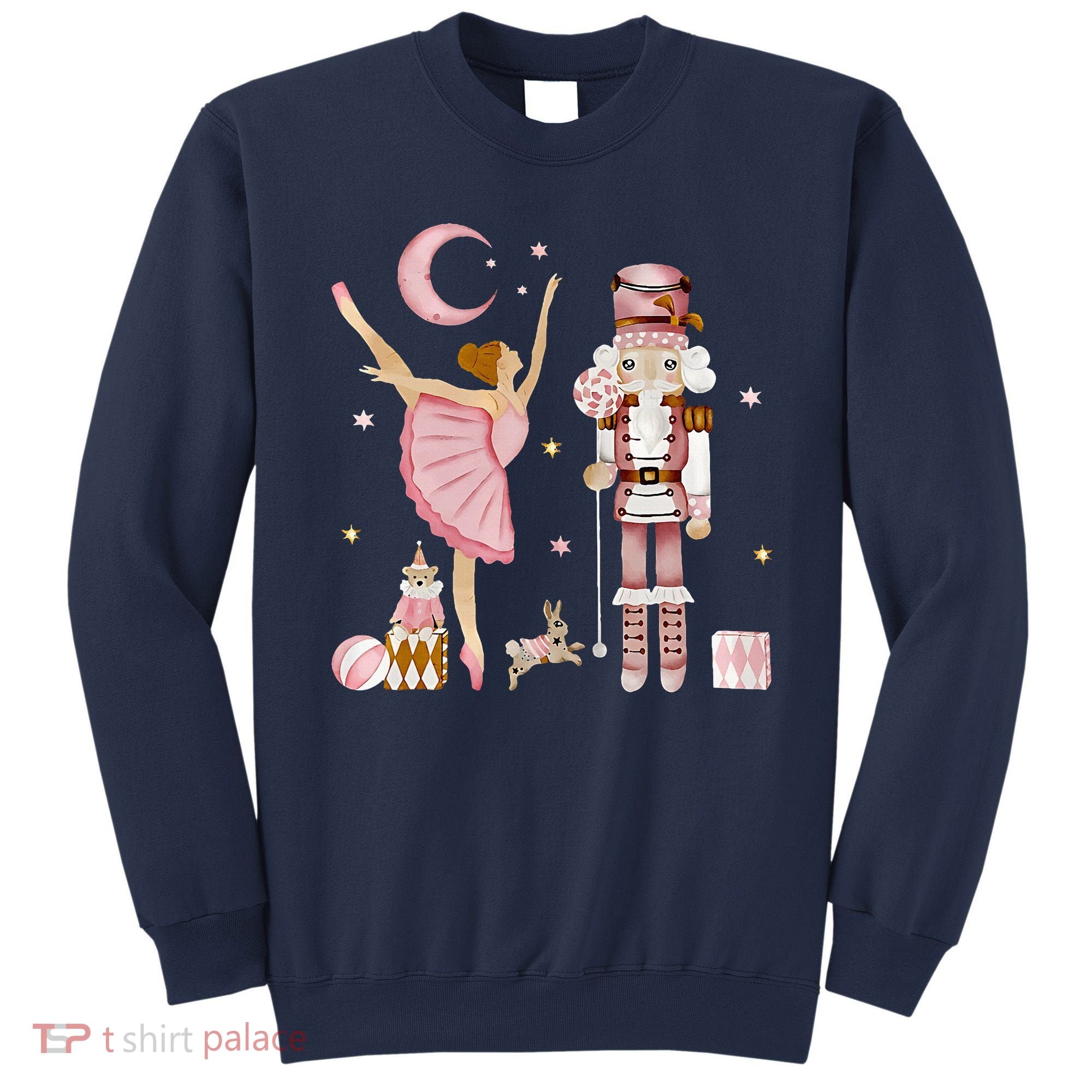 Retro Pink Sugar Plum Fairy Nutcracker Christmas Sweatshirt