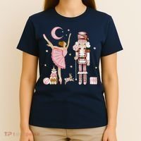 Retro Pink Sugar Plum Fairy Nutcracker Christmas T-Shirt thumb 4