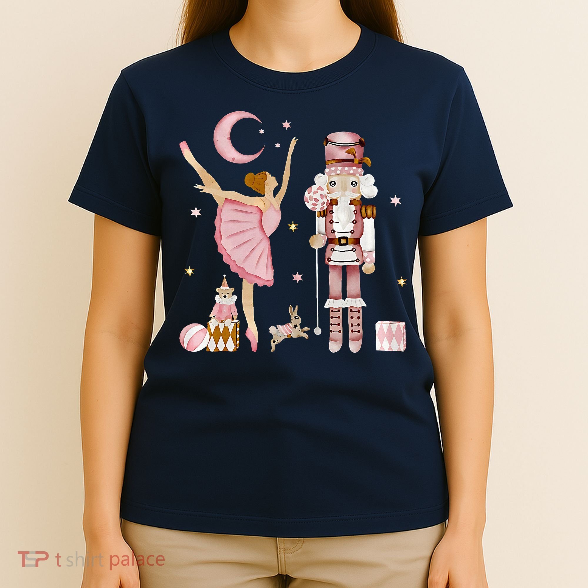 Retro Pink Sugar Plum Fairy Nutcracker Christmas T-Shirt