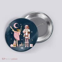 Retro Pink Sugar Plum Fairy Nutcracker Christmas Button thumb 0