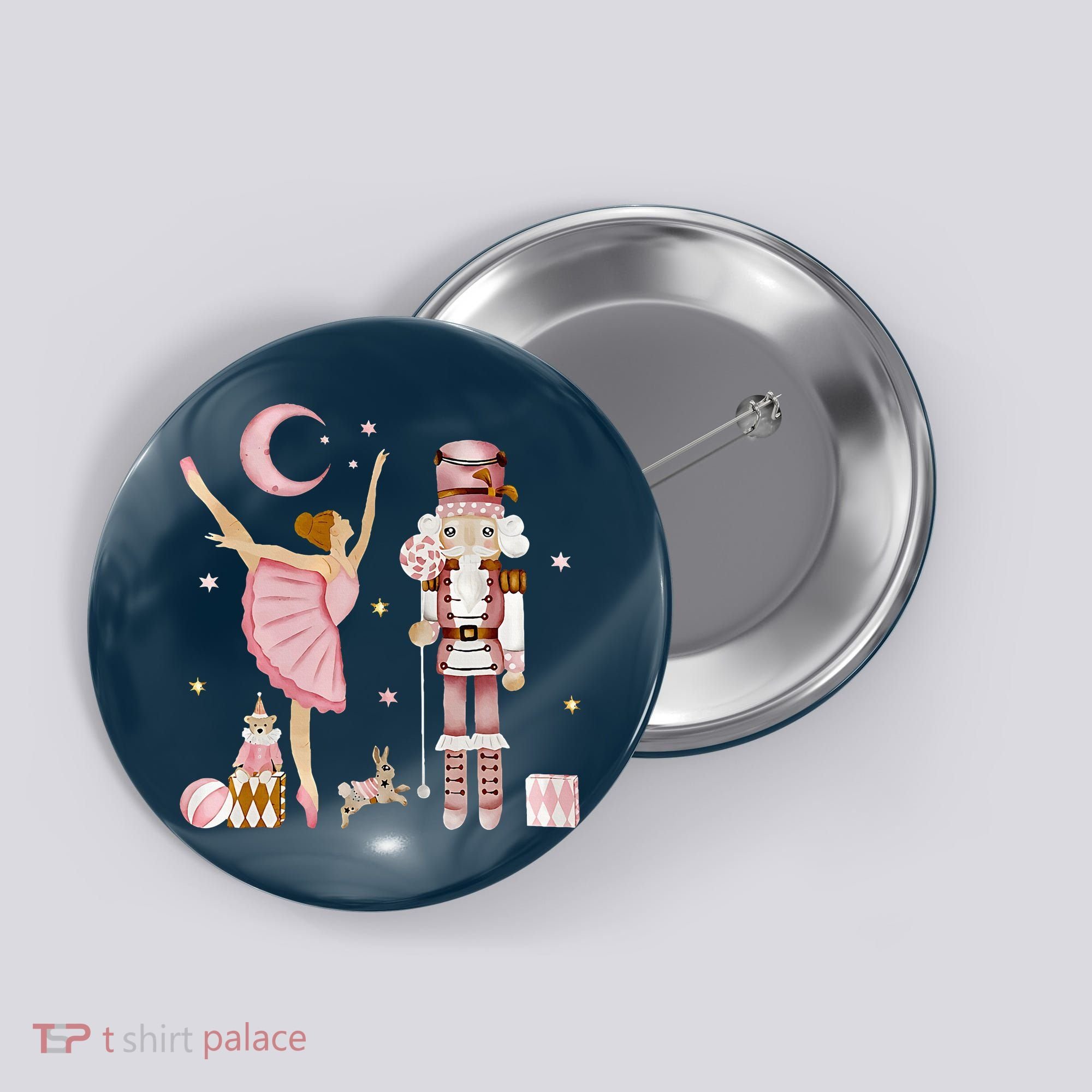 Retro Pink Sugar Plum Fairy Nutcracker Christmas Button