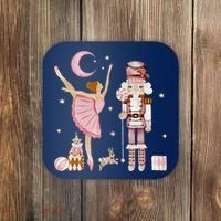 Retro Pink Sugar Plum Fairy Nutcracker Christmas Coaster thumb 0
