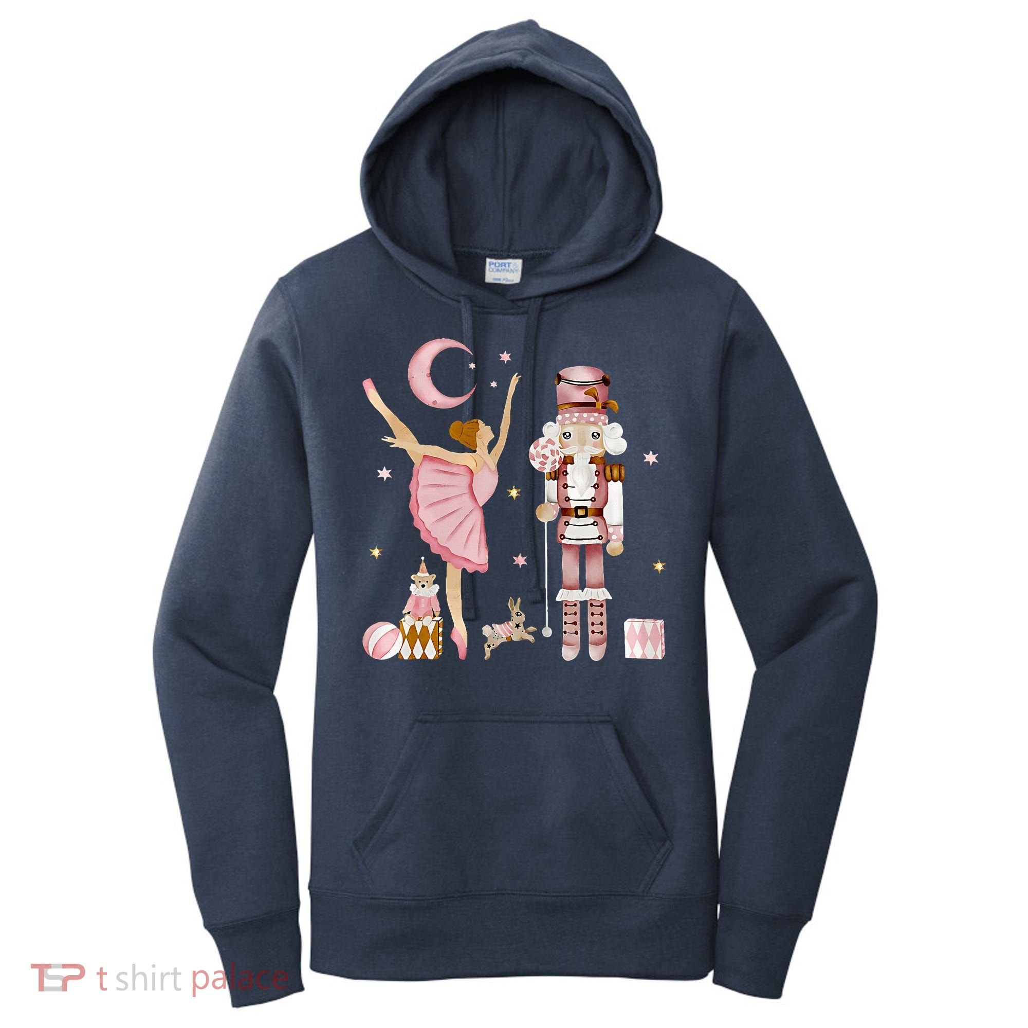 Retro Pink Sugar Plum Fairy Nutcracker Christmas Women's Hoodie
