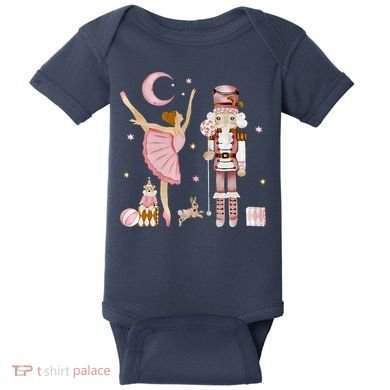 Retro Pink Sugar Plum Fairy Nutcracker Christmas Baby Bodysuit