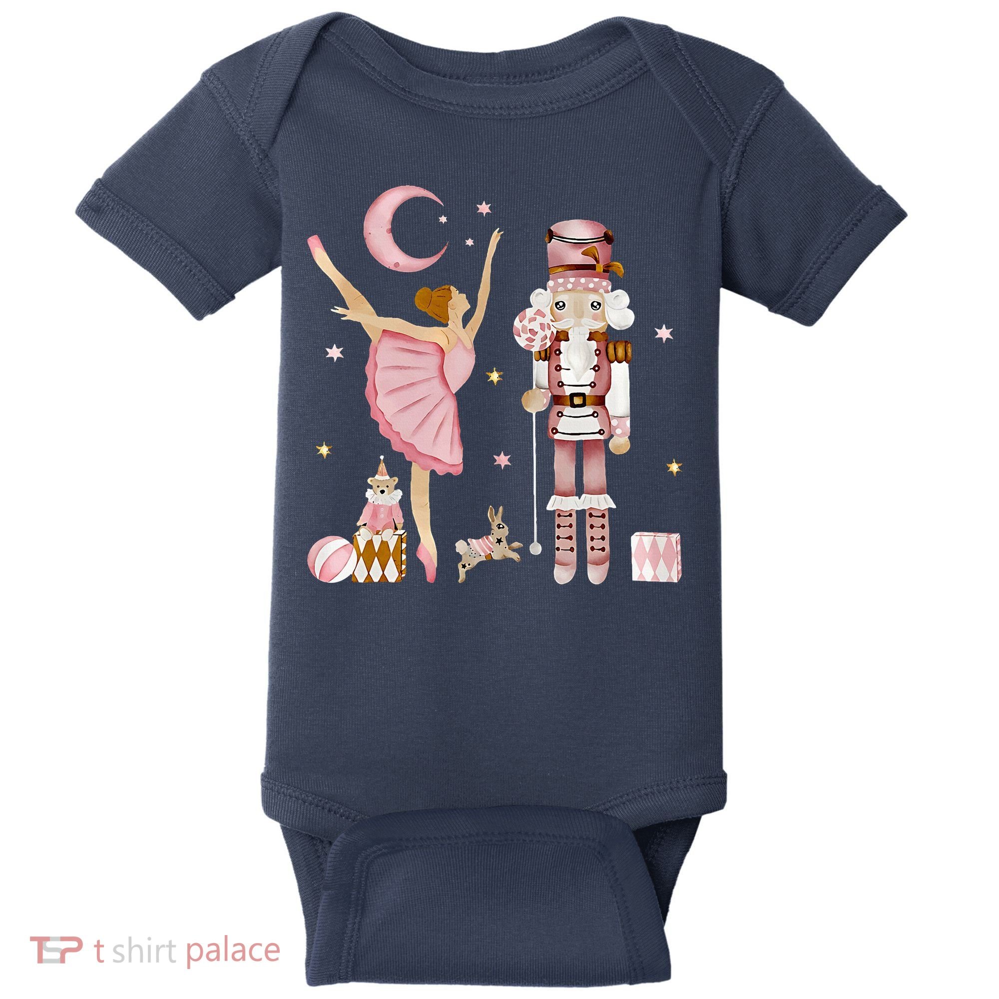 Retro Pink Sugar Plum Fairy Nutcracker Christmas Baby Bodysuit