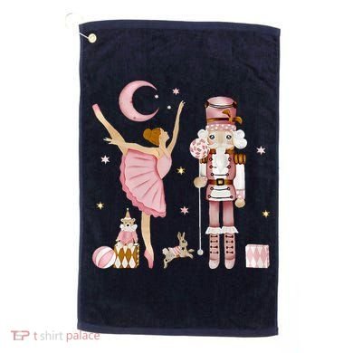 Retro Pink Sugar Plum Fairy Nutcracker Christmas Golf Towel