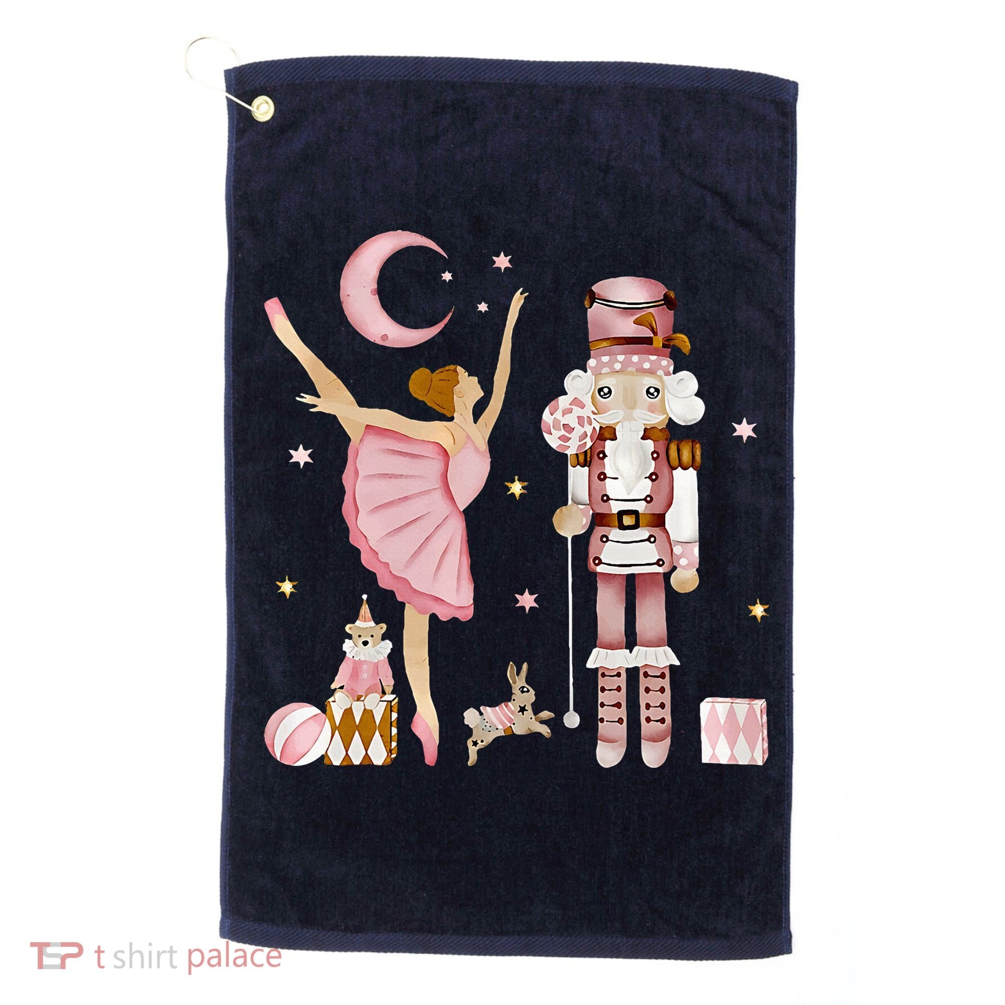 Retro Pink Sugar Plum Fairy Nutcracker Christmas Golf Towel
