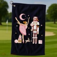 Retro Pink Sugar Plum Fairy Nutcracker Christmas Golf Towel thumb 1